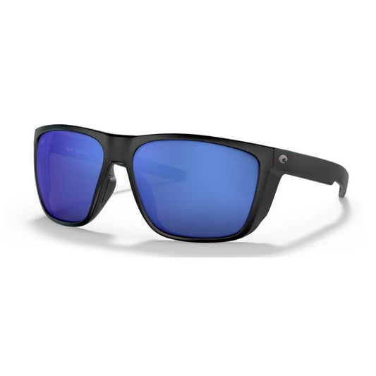 New Authentic Costa Sunglasses-Ferg XL 11-Matte Black w/Blue Mirror-580G