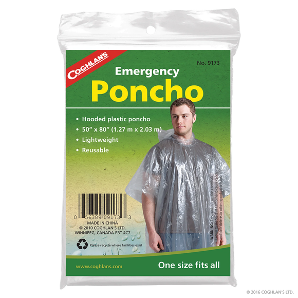 Coghlan Rain Gear Emergency Poncho-Clear