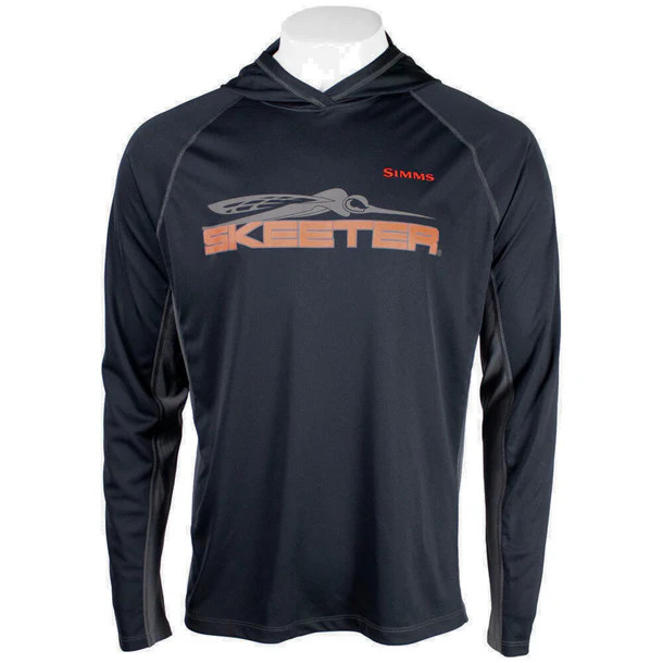 New Authentic Skeeter Simms Black/Slate Challenger Solar Performance Hoodie Shirt-