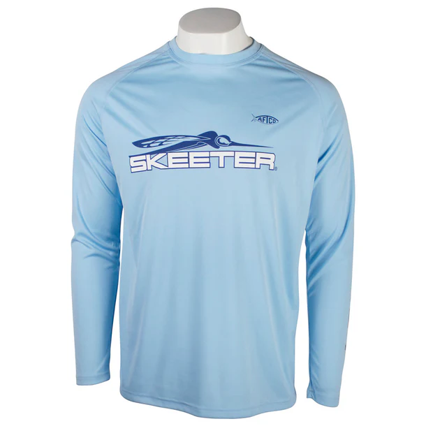 New Authentic Skeeter Performance L/S Aftco Samurai Shirt-Sky Blue