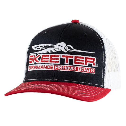 New Authentic Skeeter Hat-Red/Black/White Mesh Tri Color
