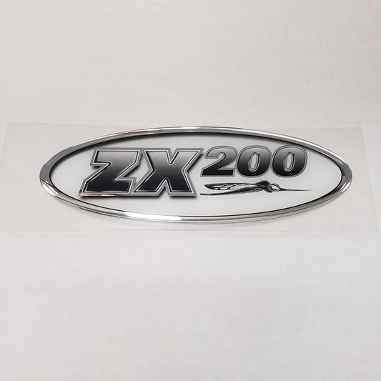New Authentic Skeeter ZX200 Oval Emblem Black/Silver 8 1/2" X 3"