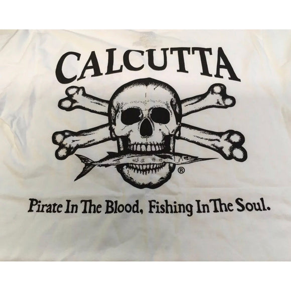 New Authentic Calcutta White S/S- Front Pocket/ Back Black Original Logo with P.I.T.B