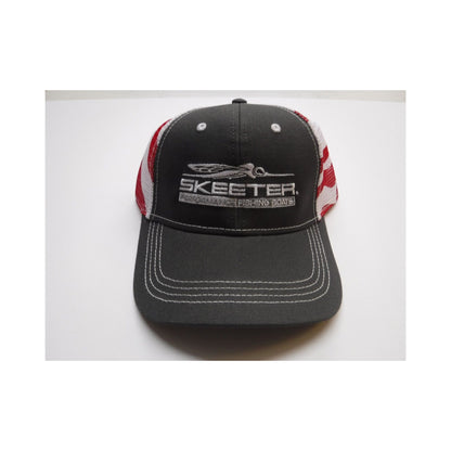 New Authentic Skeeter Richardson Hat  Gray/ Back American Flag Mesh