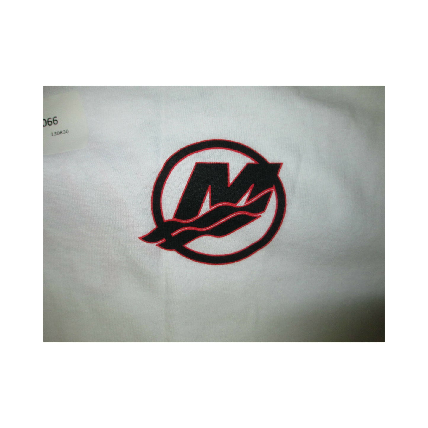 New Authentic Mercury Marine Short Sleeve Shirt-Large- White/ Red Cursive Mercury Outboards on Back