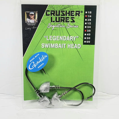 Crusher "Legendary" Swimbait Head 1/4-3/0 Hook