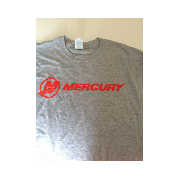 New Authentic Mercury Marine Short Sleeve Shirt Gray/ Red MERCURY