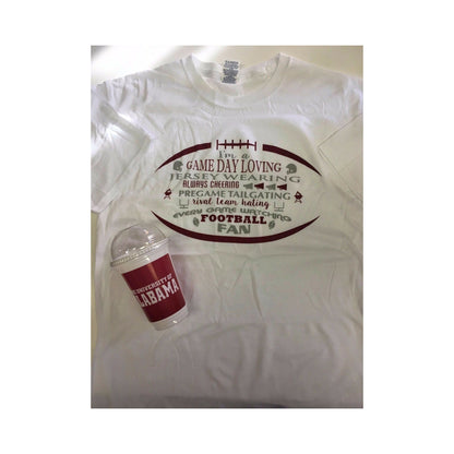 New Alabama Crimson Tide Ultimate Fan Game Day Loving T -Shirt Inside 16oz Cup