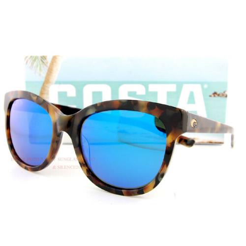 New Authentic Costa Del Mar Bimini Vintage Tortoise Sunglasses Blue Mirror Lens 580G