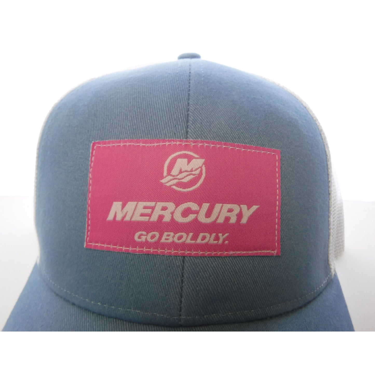 Authentic Mercury Marine Trucker Hat Ladies Steele Blue/ White Mesh