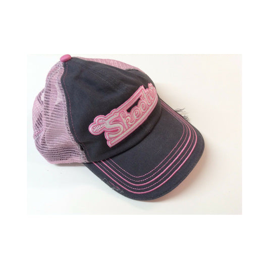 New Authentic Skeeter Distressed Hat Charcoal/ Contrast Stitch/ Ladies Chino Twill/ Back Pink Mesh