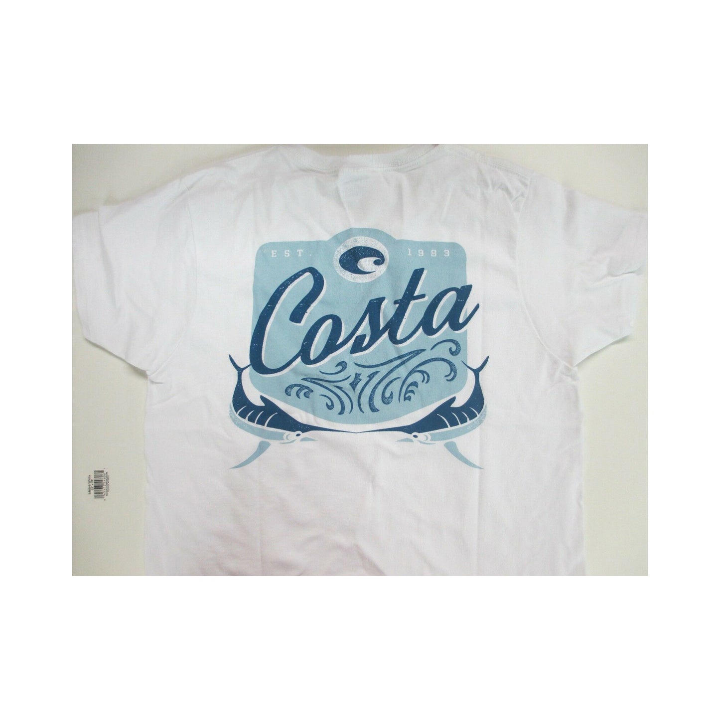 New Authentic Costa Short Sleeve T-Shirt Blue Horizon White Small
