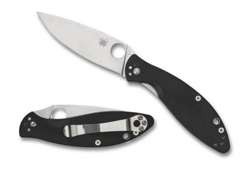 Spyderco Astute Folding Knife C252GP 3.02" Satin Plain Blade, Black G10 Handles W/ Clip