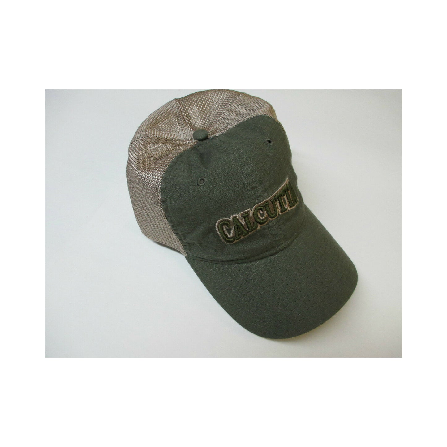 New Authentic Calcutta Hat Olive Green with Calcutta on Front Tan Mesh