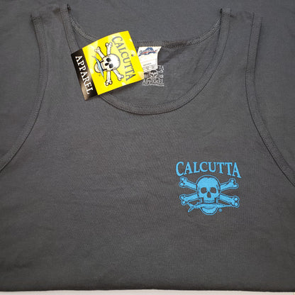 New Authentic Calcutta Tank Charcoal/ Front Small Blue Logo XLarge