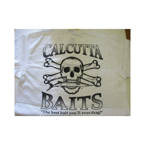 New Authentic Calcutta Short Sleeve Shirt White/ Front Pocket/ Back Best Baits Logo