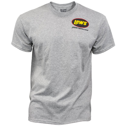 NEW Lew's Short Sleeve T-shirt Gray with Logo Front & Back