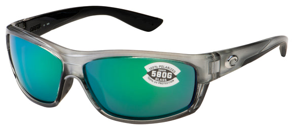 New Authentic Costa Del Mar Saltbreak 18 Sunglasses Silver w/Green Mirror Lens 580G