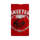 New Authentic Skeeter Short Sleeve T-Shirt Cherry Red/ Back Eat Sleep Fish Logo Medium
