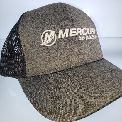 New Authentic Mercury Marine Hat Go Boldly Richardson Trucker Gray/ Black Mesh