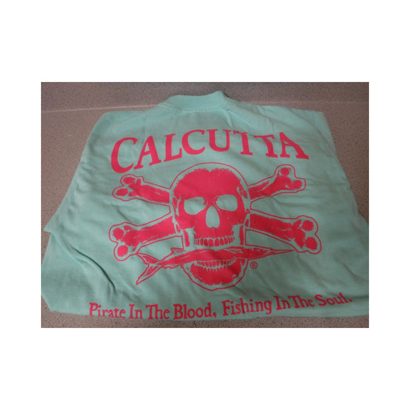 New Authentic Calcutta Short Sleeve Shirt P.I.T.B. Hot Pink Logo Front  & Back/