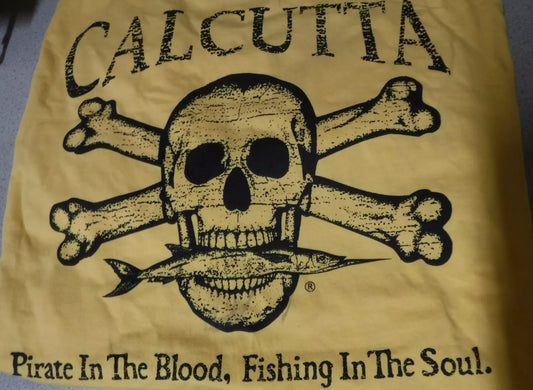 New Authentic Calcutta Short Sleeve Shirt Gold/ Front Pocket/ Back Original Logo with P.I.T.B. Large
