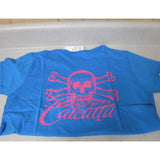 New Authentic Calcutta Short Sleeve Shirt  Sapphire/ Pink Logo Front and Back