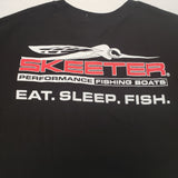 New Authentic Skeeter Short Sleeve T-Shirt Black/ Back Skeeter Bug Eat Sleep Fish
