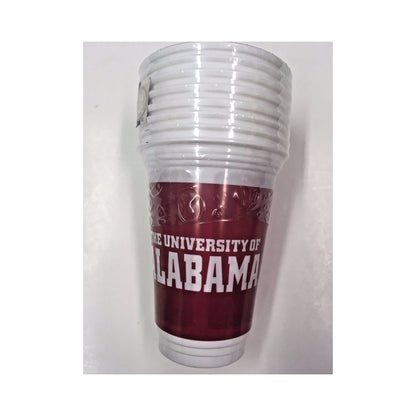 New Officially Licensed Alabama 16oz/ 8 Pack Beverage Cups White/ Crimson 1 Side Univ. AL/ 2nd Side Crimson Tide