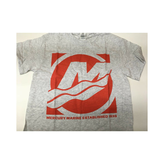 New Authentic Mercury Marine Short Sleeve Shirt Gray Red Quadrant Logo Large
