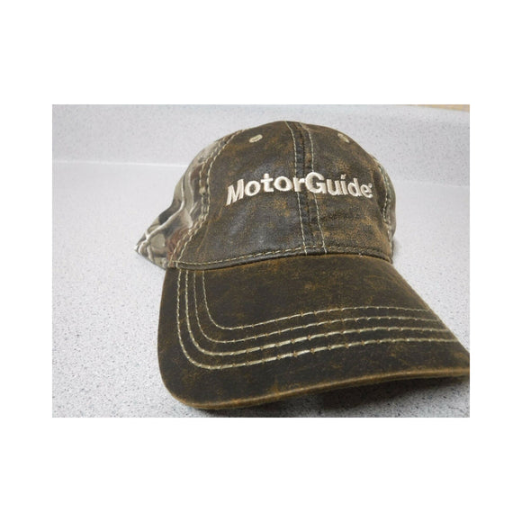 New Authentic MotorGuide Hat Faux Leather Camo/ Realtree Back