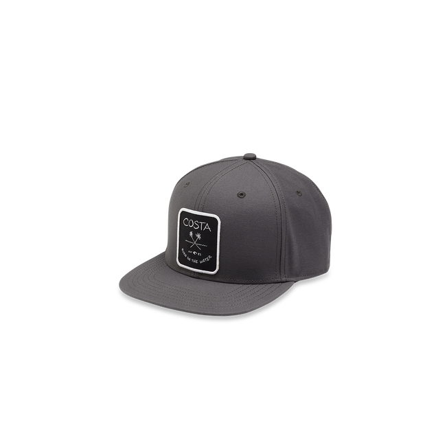 New Authentic Costa Flat Brim Hat Adjustable Palms Logo Gray