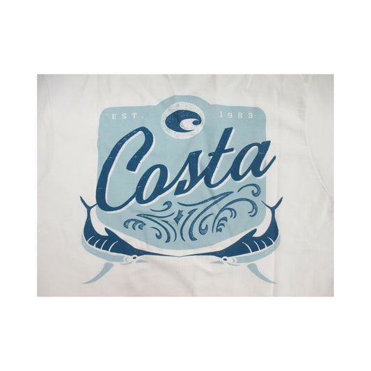 New Authentic Costa Short Sleeve T-Shirt Blue Horizon White Small