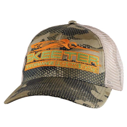 New Authentic Skeeter SIMMS Trucker Hat-Camo/White mesh Orange/Lime