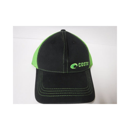 New Authentic Costa Trucker Hat Adjustable Black Neon Green Logo and Mesh