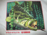 New Yamaha Short Sleeve T-shirt White w/ Front Pocket w/ Yamaha Logo/ Back Bass Fish