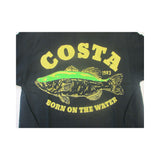 New Authentic Costa Short Sleeve T-Shirt Bass Born on the Water Black