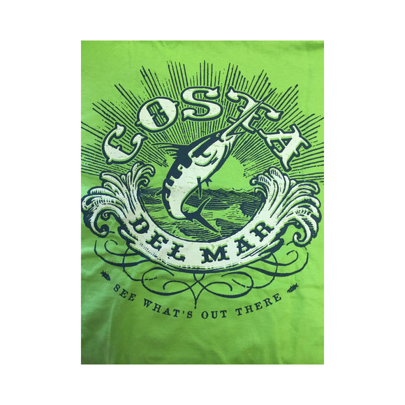 New Authentic Costa Short Sleeve T-Shirt Classic See What's Out There Lime