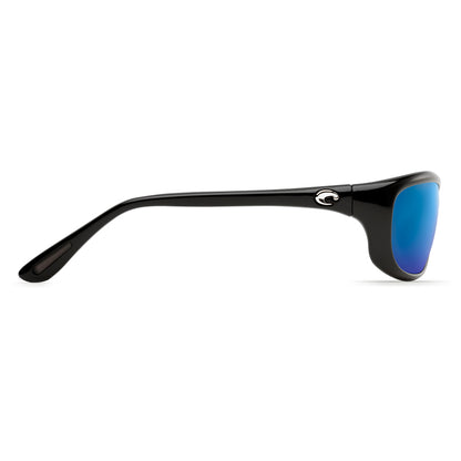 New Authentic Costa Harpoon Polarized Sunglasses Shiny Black Frame Blue Mirror Glass Lens
