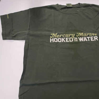 New Authentic Mercury Marine Short Sleeve Shirt Olive Green w/ Hooked On The Water