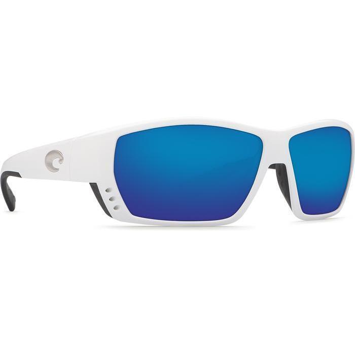 New Authentic Costa Del Mar Tuna Alley Sunglasses White Frame Blue Mirror Lens 580G