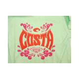 New Authentic Costa Short Sleeve Ladies T-Shirt Aqua Mint/ Orange Logo Large