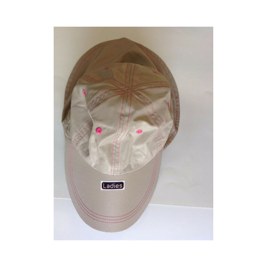 New Authentic Outdoor Guide Ladies Cap Khaki with Pink Stitching/ Drawstring Sunblock