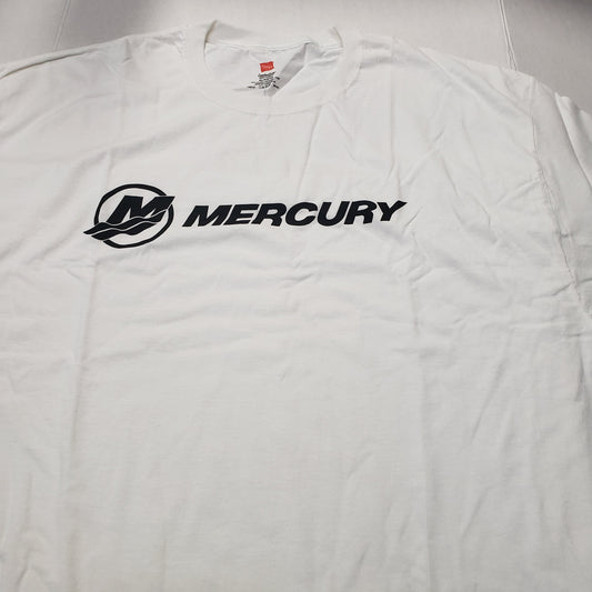 New Authentic Mercury Marine Short Sleeve Shirt White/ Black MERCURY Logo Large