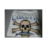 New Authentic Calcutta Short Sleeve Shirt White/ Front Pocket/ Back Flesh Tone Skull