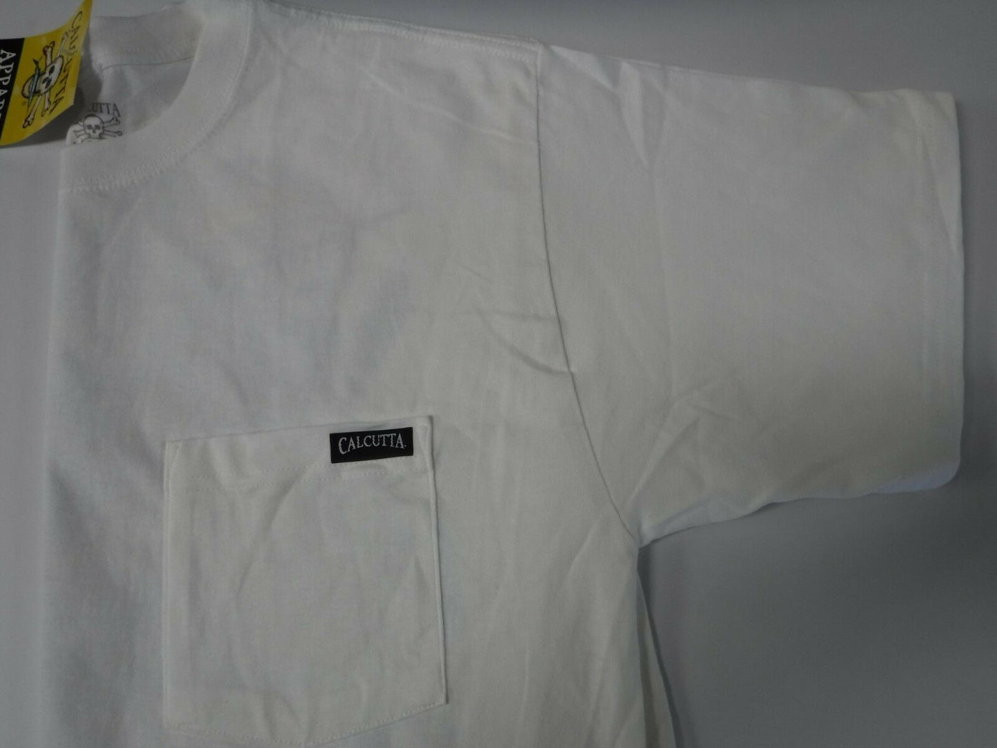 New Authentic Calcutta Short Sleeve Shirt  White/ Front Pocket/ Back Grand Slam Large