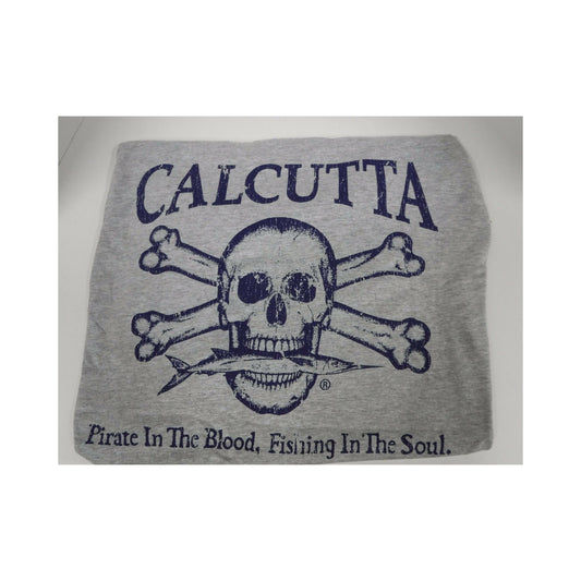 New Authentic Calcutta Short Sleeve Shirt  Heather Gray/ Navy Original Logo Front and Back  P.I.T.B