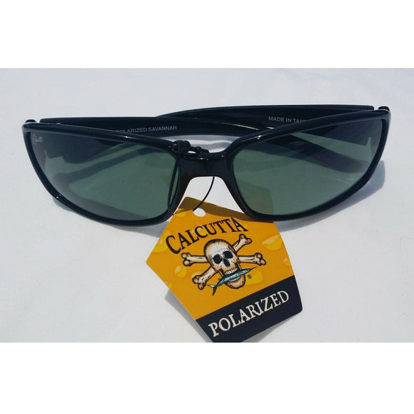 New Authentic Calcutta Savannah Sunglasses Shiny Black Frames/ Polarized Gray Lens