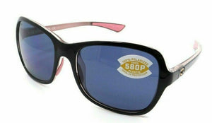 New Authentic Costa Del Mar Kare 132 Sunglasses Shiny Black Hibiscus w/Gray Lens 580P