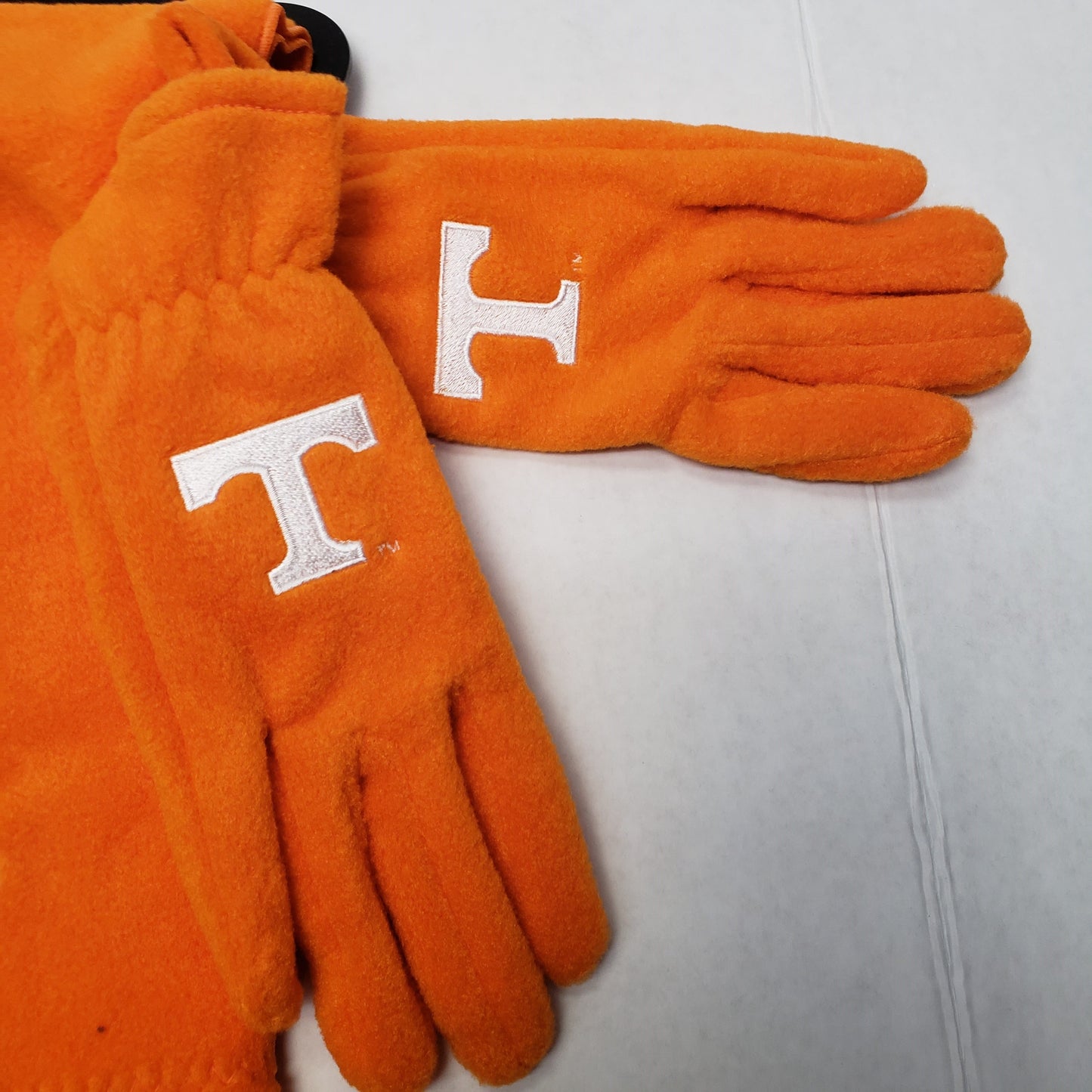 Ladies NCAA TN Lightweight Fleece Combo- Scarf, Gloves, Ear Warmer Orange/ White Letter T